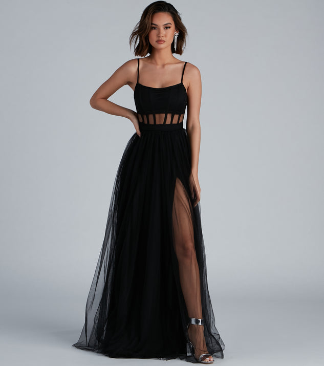 Kim Mesh Corset Tulle Formal Dress ...